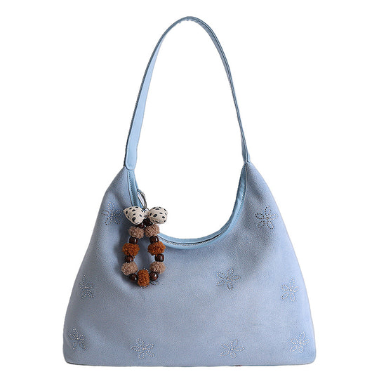 Damen Hobo-Tasche aus weichem Veloursleder mit funkelnden Applikationen Nord Taschen