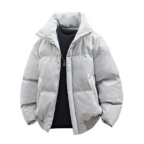 Herren Kurze wattierte Steppjacke mit hohem Stehkragen und matter Strukturoptik Nord Taschen