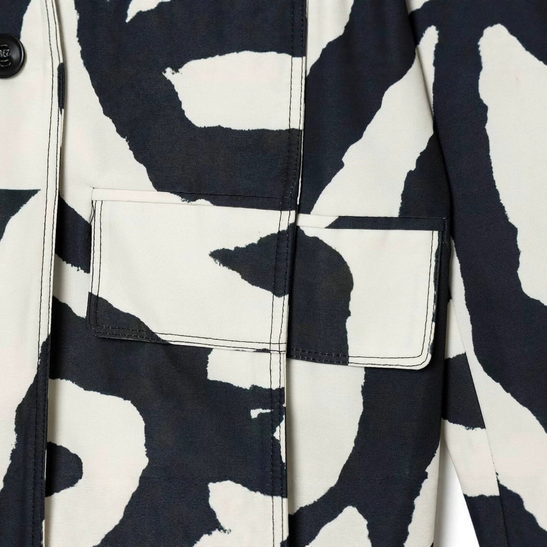 Damen Oversize-Blazer im Zebra-Print mit Reverskragen und Pattentaschen Nord Taschen
