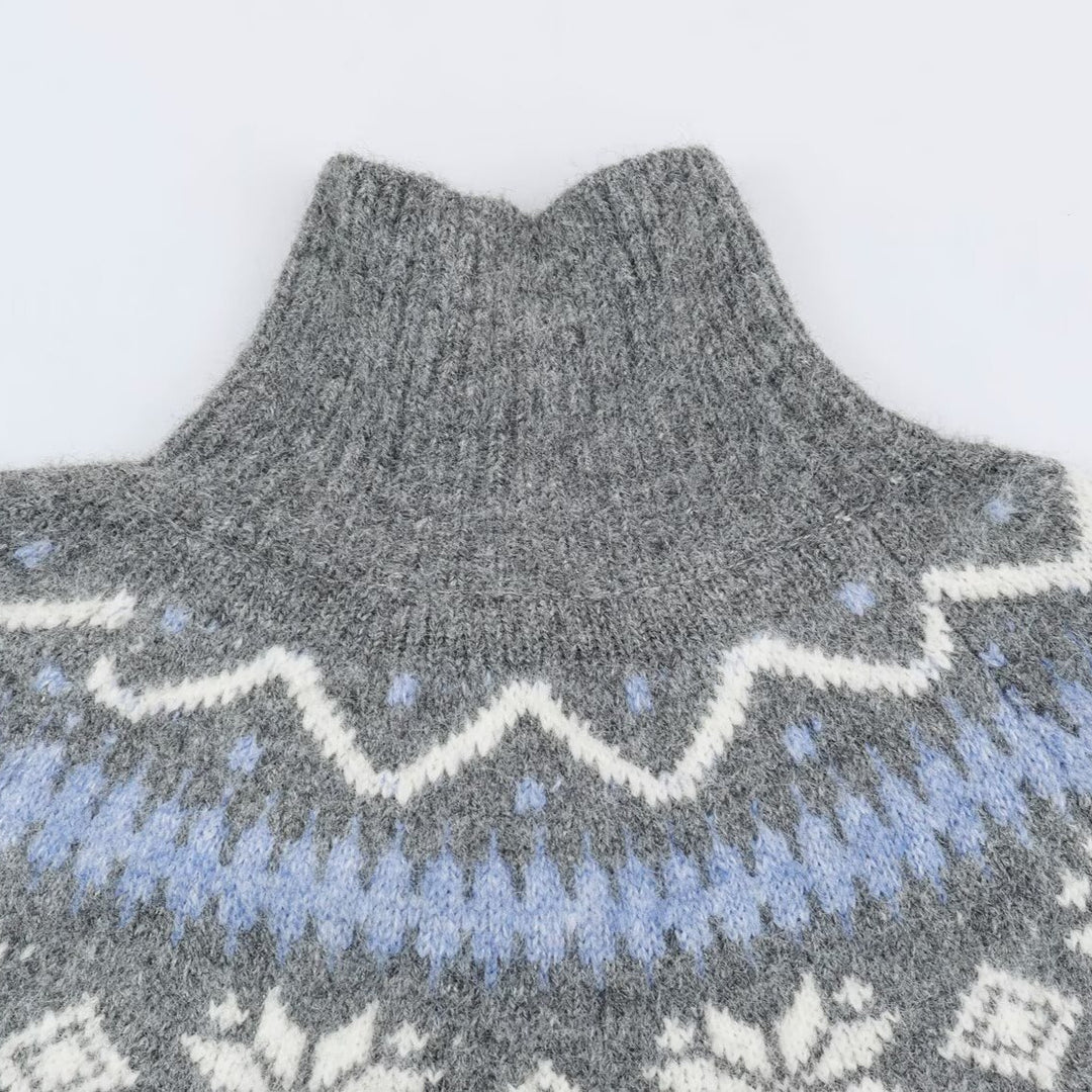 Damen Norweger-Strickjacke mit Stehkragen und Holzknopfverschlüssen Nord Taschen