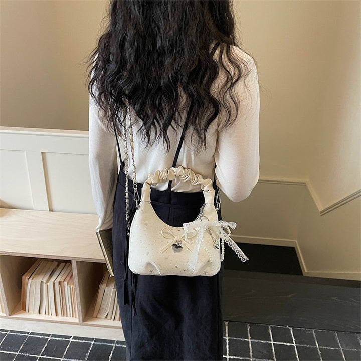 Damen Handtasche mit dekorativem Schleifen- und Perlendesign Nord Taschen