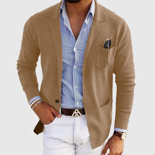 Herren lässiger Strickblazer mit praktischen Taschen und bequemer Passform