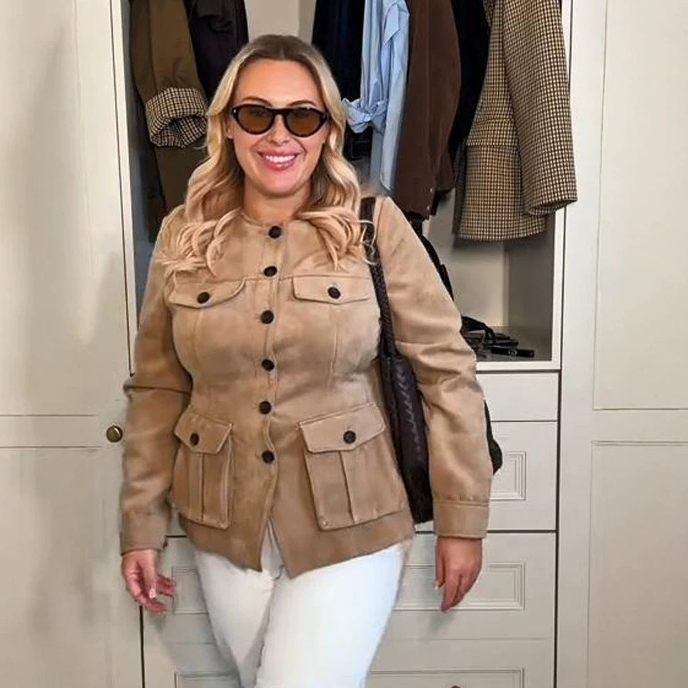 Damen Kurzjacke im Military-Utility-Stil mit aufgesetzten Pattentaschen und Rundhalsausschnitt Nord Taschen