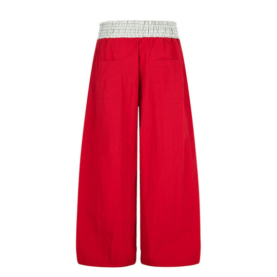 Damen Palazzo-Loungehose mit hohem Kordelzugbund, kariertem Komfortbund und Stern-Applikation Nord Taschen