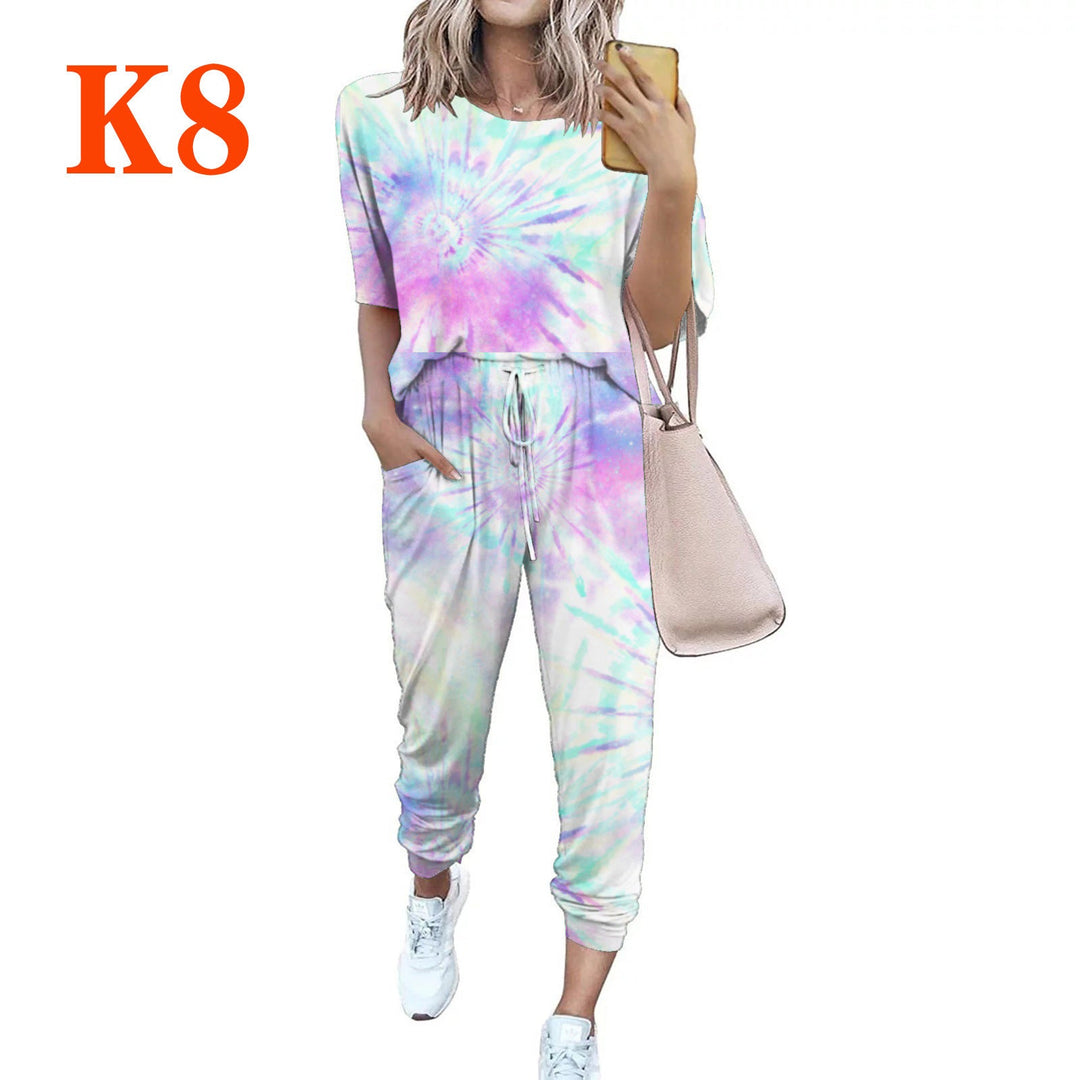 Damen lässiger Jumpsuit mit modischem Batikdesign und praktischen Taschen Nord Taschen