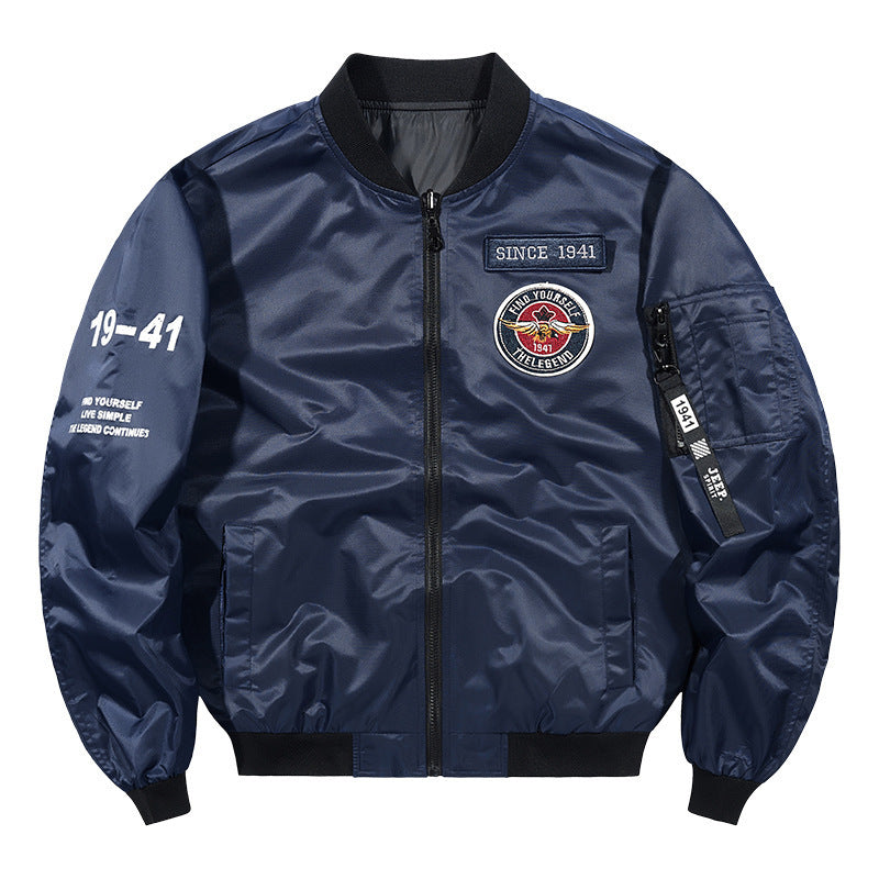 Herren Leichte Nylon-Bomberjacke im Aviator-Style mit Patchdetails und Ärmeltasche Nord Taschen