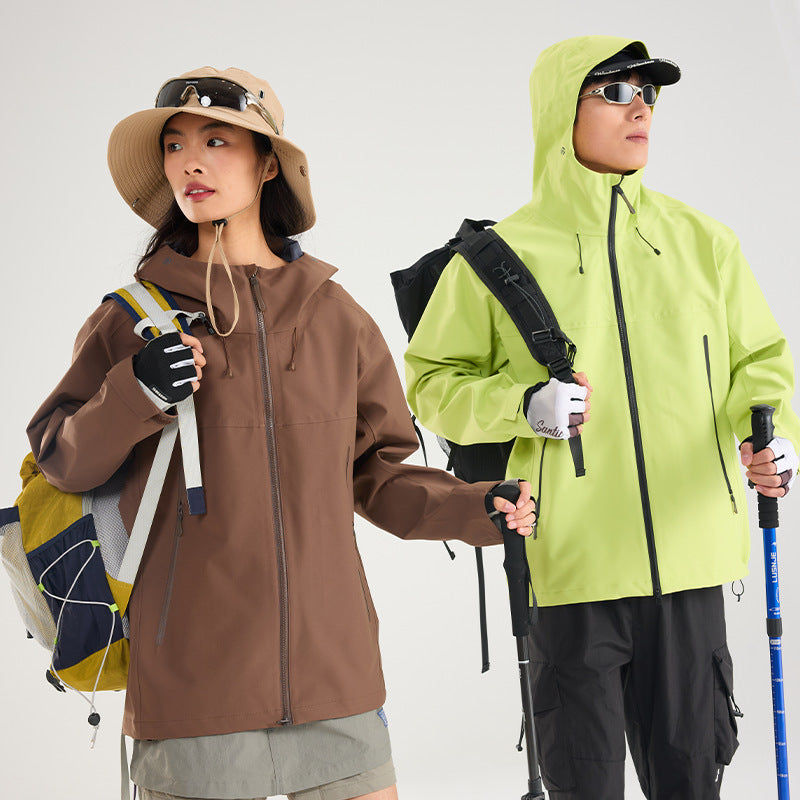 Damen Leichte technische Regenjacke im Oversize-Utility-Schnitt mit verstellbarer Kapuze Nord Taschen
