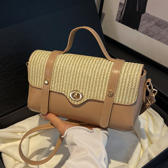 Damen Handtasche mit geflochtenem Design und eleganter Goldverzierung Nord Taschen