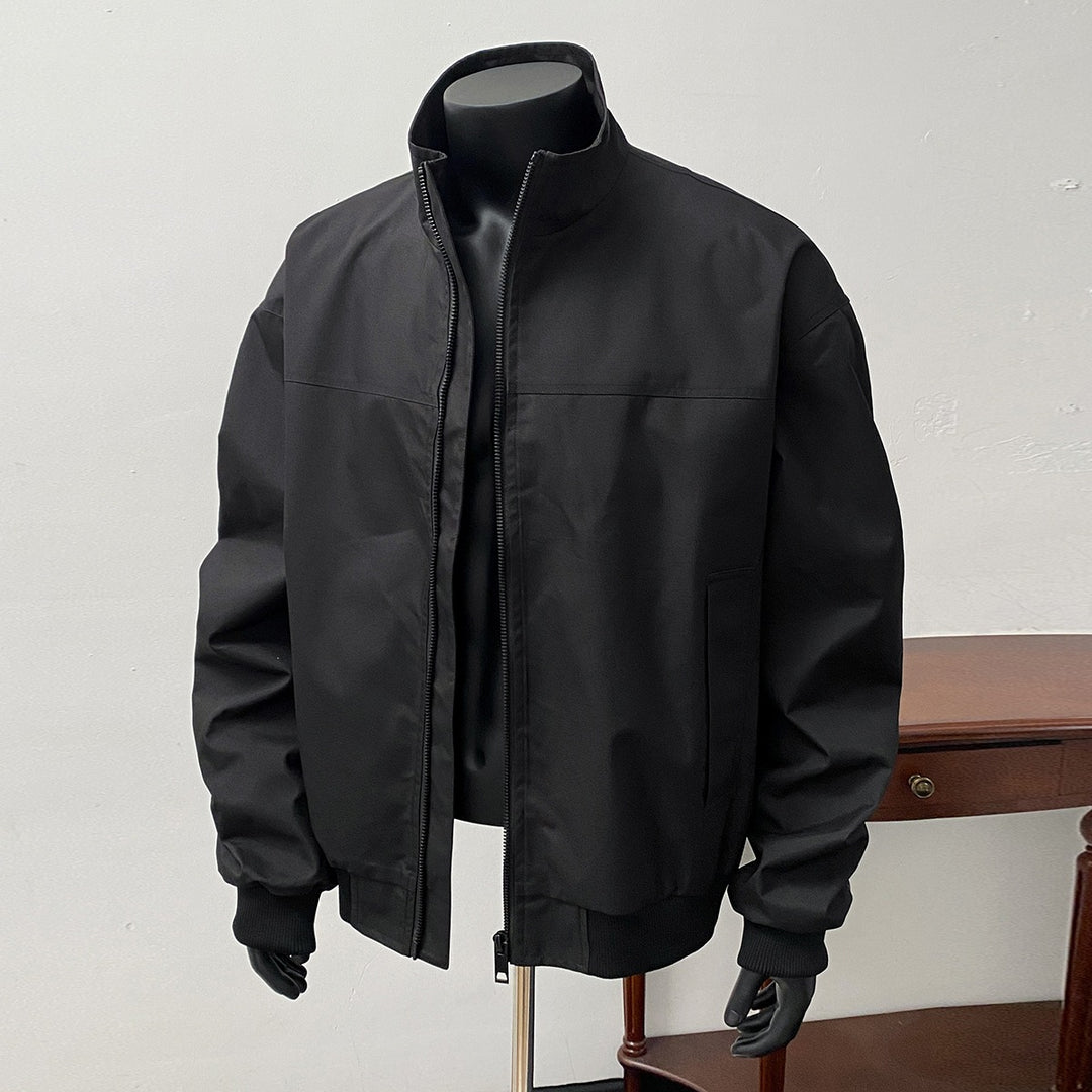 Herren Minimalistische Bomberjacke mit hohem Stehkragen und Zwei-Wege-Reißverschluss Nord Taschen