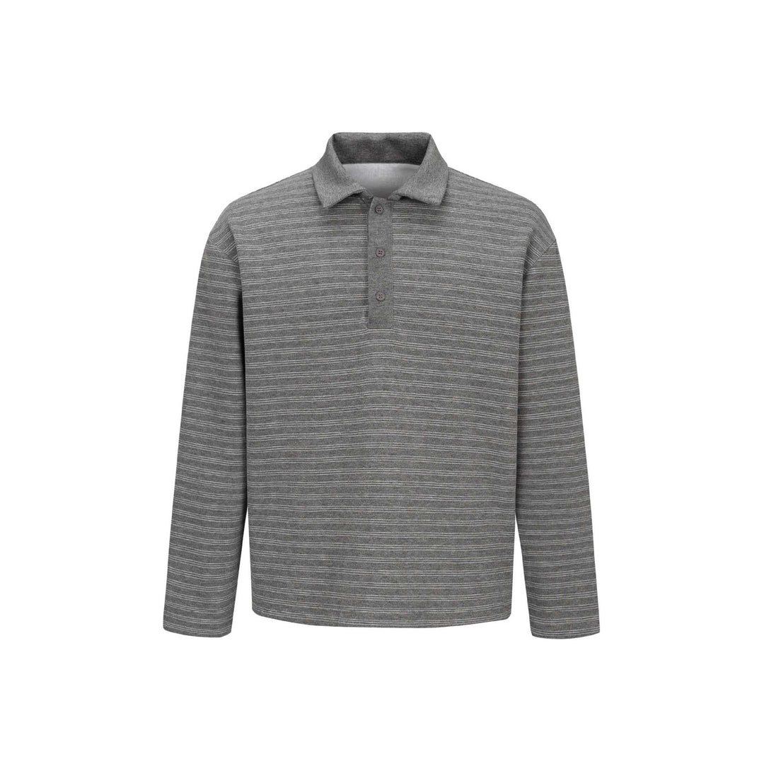 Herren Langarm-Polohemd im Relaxed‑Fit mit feinem Streifenstrick Nord Taschen