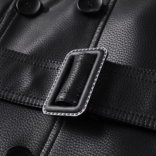 Herren Moderner Kunstleder Trenchcoat Nord Taschen