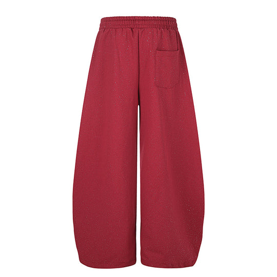 Damen Extraweite Palazzo‑Sweathose im Glitzer‑Nep mit Elastikbund, Kordelzug und Stern‑Script‑Print Nord Taschen