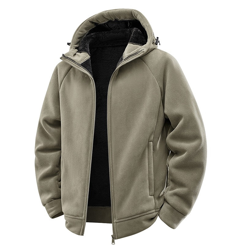 Herren Teddygefütterte Fleece‑Kapuzenjacke mit Thermofutter, durchgehendem Reißverschluss & Eingrifftaschen Nord Taschen