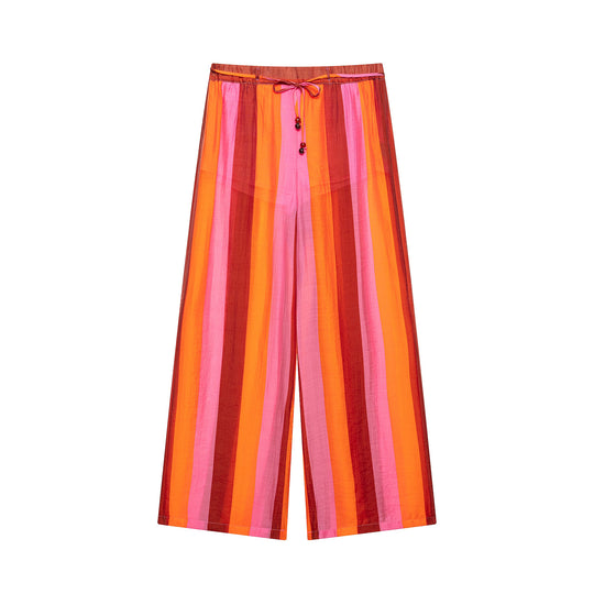 Damen 20+ weite Culotte‑Hose mit Tunnelzugbund und längs gestreifter Leinenoptik Nord Taschen