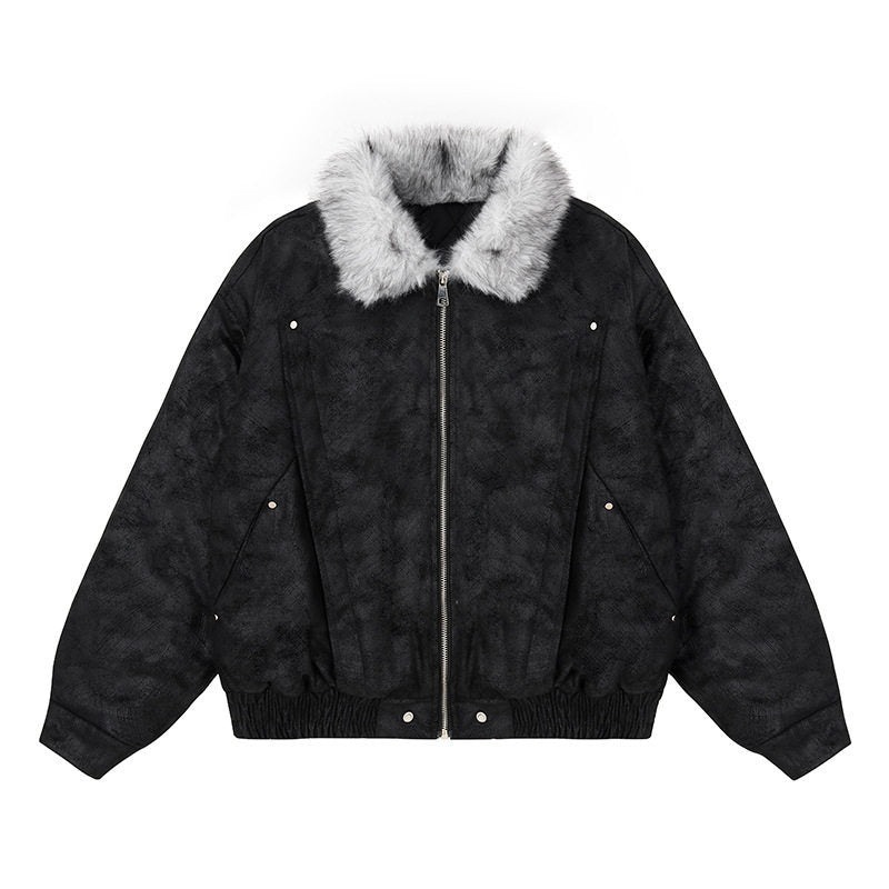 Damen Oversize-Bomberjacke mit Kunstfellkragen und elastischem Saum Nord Taschen