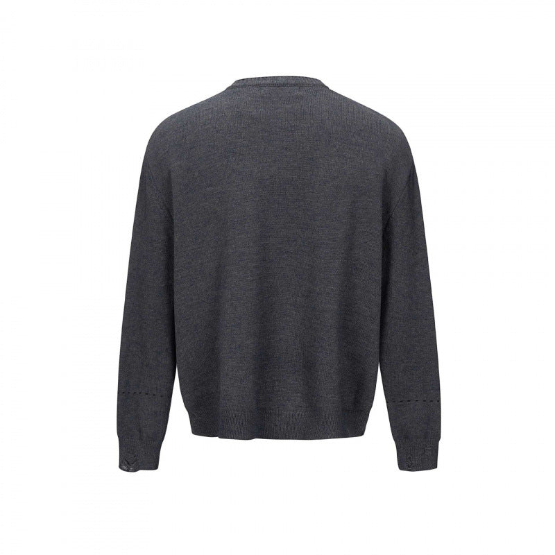Unisex Boxy Strick-Cardigan mit Rundhals, durchgehender Knopfleiste und gerippten Abschlüssen Nord Taschen