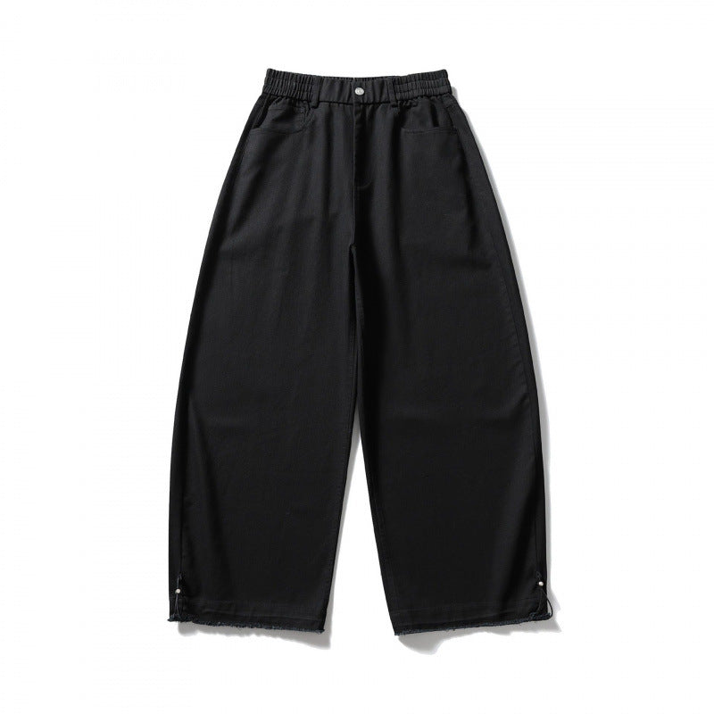 Damen Weite Highwaist-Ballonhose mit elastischem Bund, Eingrifftaschen und Kordelzugsaum Nord Taschen