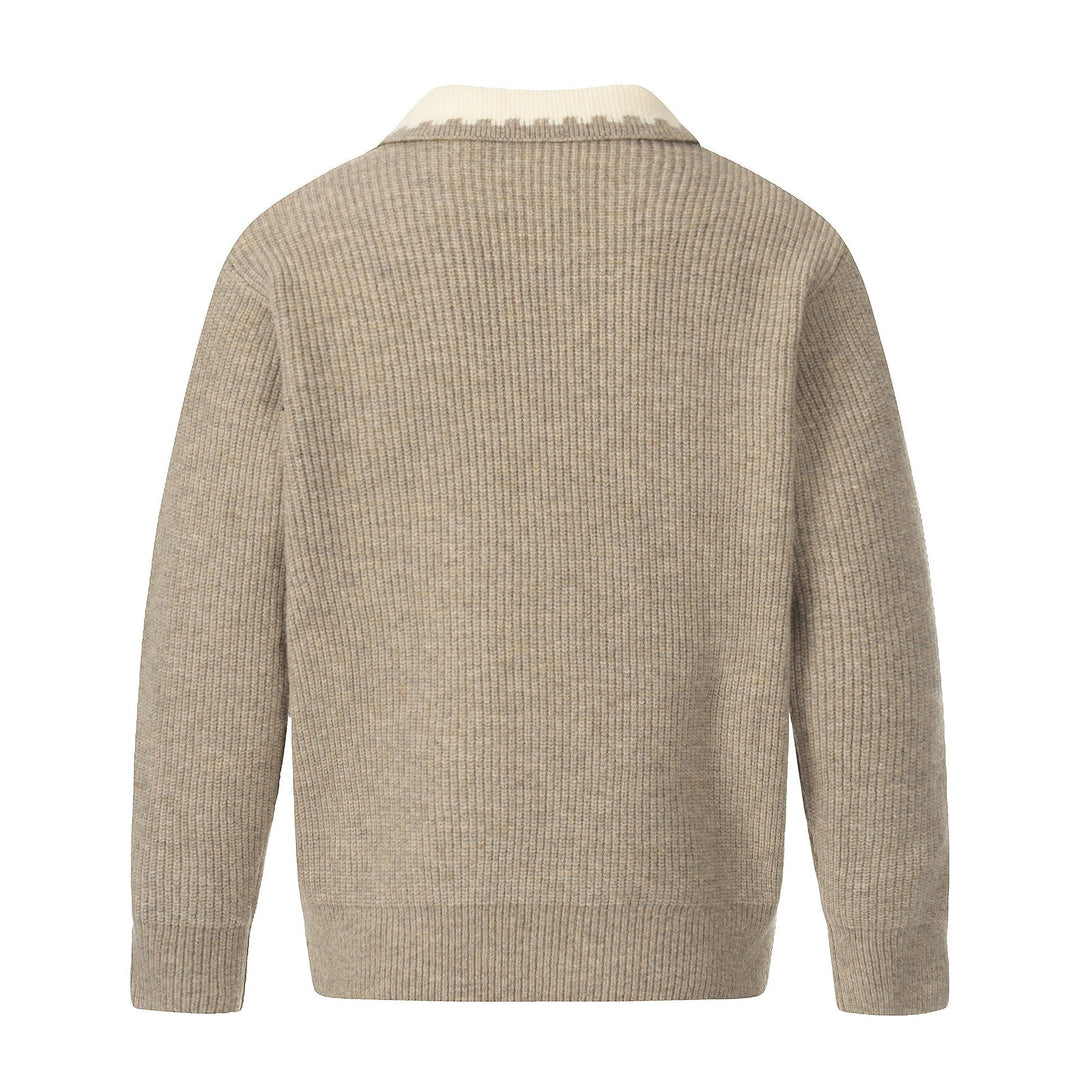 Herren Grobstrick-Polopullover mit Kontrastkragen und Halbknopfleiste Nord Taschen