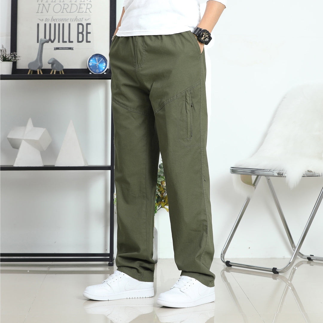 Herren Weite Utility-Cargohose mit elastischem Bund, seitlichen Reißverschlusstaschen und vorgeformten Knien Nord Taschen