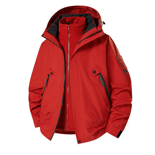Herren 3‑in‑1 Softshell-Parka mit abnehmbarer Fleece-Innenjacke und technischer Kapuze Nord Taschen