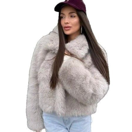 Damen Kurzgeschnittener Kunstpelz‑Blouson mit voluminösem Schalkragen und dichtem Flor Nord Taschen
