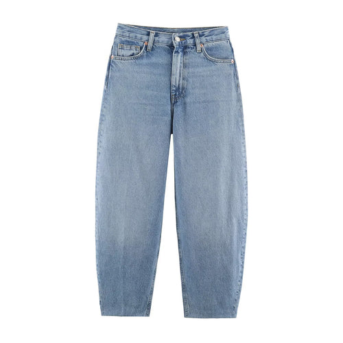 Damen Hochgeschnittene Relaxed-Jeans mit konischem Bein Nord Taschen