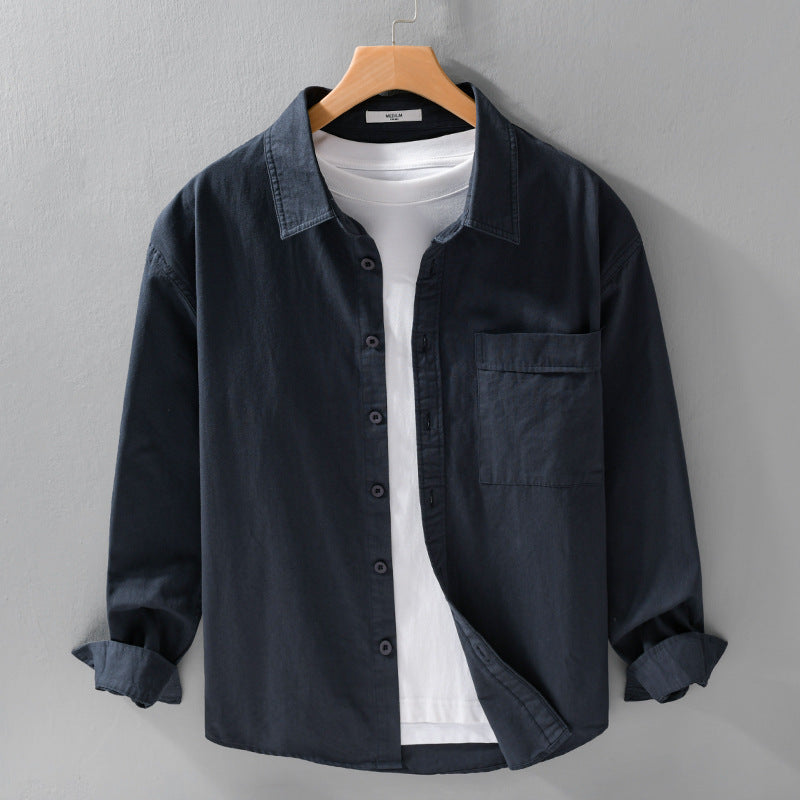 Herren Baumwoll-Overshirt im Relaxed-Fit mit aufgesetzter Brusttasche Nord Taschen