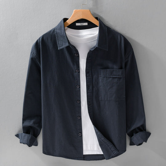 Herren Baumwoll-Overshirt im Relaxed-Fit mit aufgesetzter Brusttasche Nord Taschen