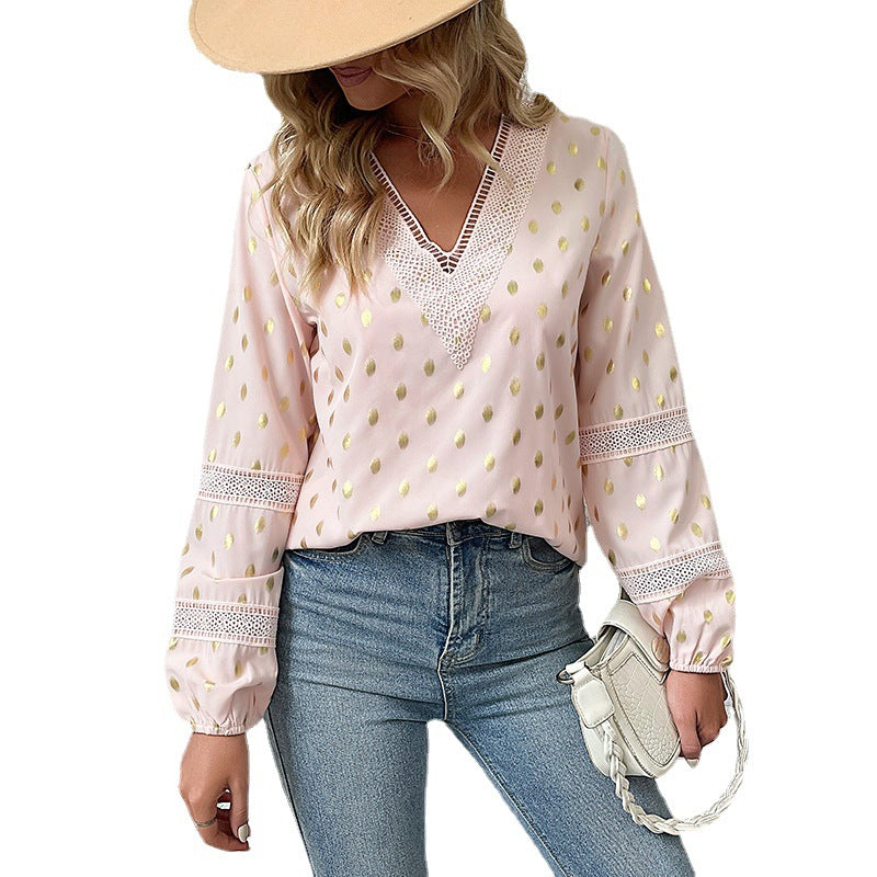 Damen Elegantes Blusenshirt mit Rüschen und Gold-Details Nord Taschen