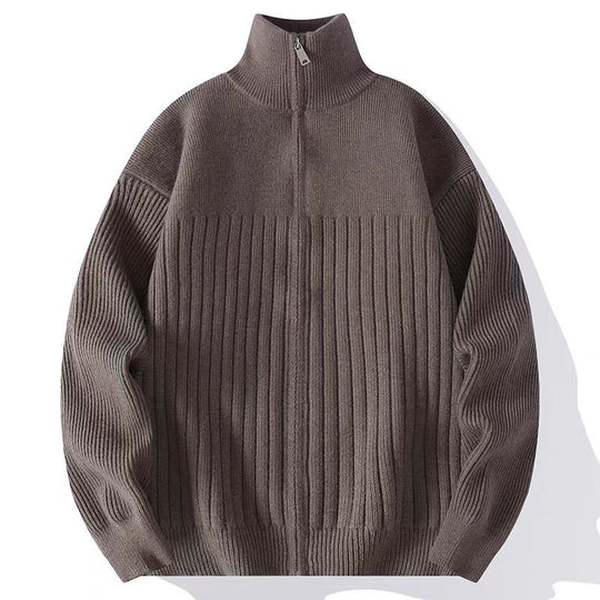 Herren Oversize Feinstrick-Pullover mit halbem Reißverschluss und markanter Rippenstruktur Nord Taschen