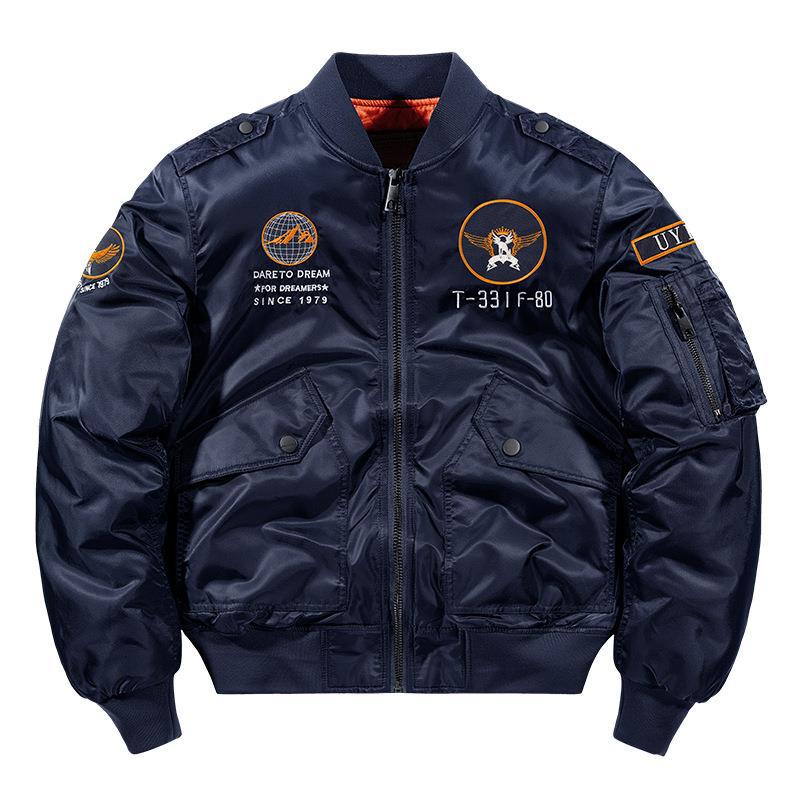 Herren Aviator-Bomberjacke im Military-Look mit gestepptem Thermofutter und Schulterpatches Nord Taschen