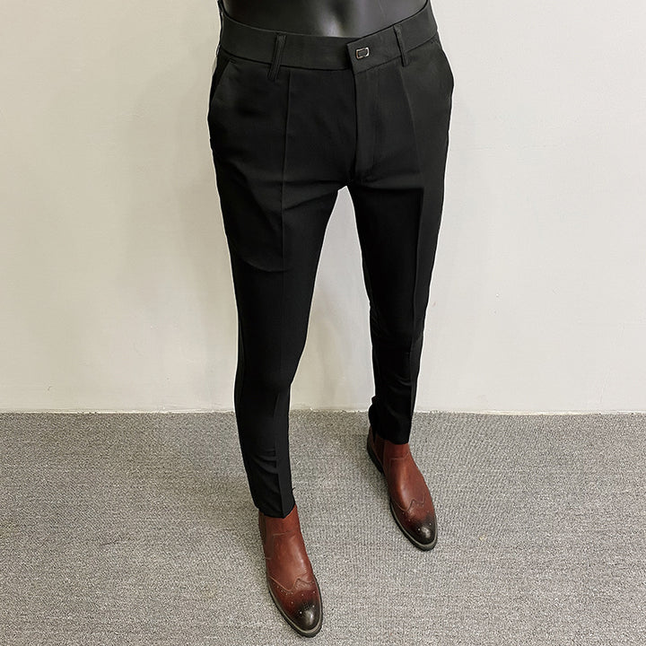 Herren taillierte Chino-Anzughose mit Bügelfalte, Stretchkomfort und verdecktem Hakenverschluss Nord Taschen