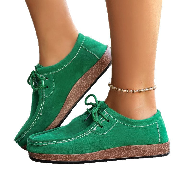 Damen Mokassins mit elastischen Schnürdetails und rutschfester Sohle