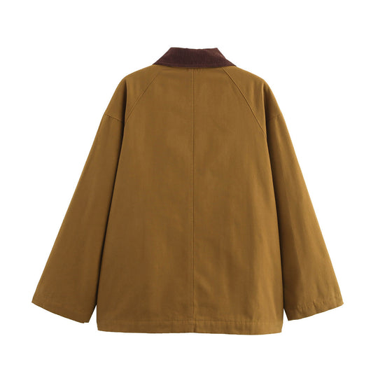 Damen Oversize Field‑Jacke mit Kordkragen, Knebelverschluss und aufgesetzten Klappen-Taschen Nord Taschen