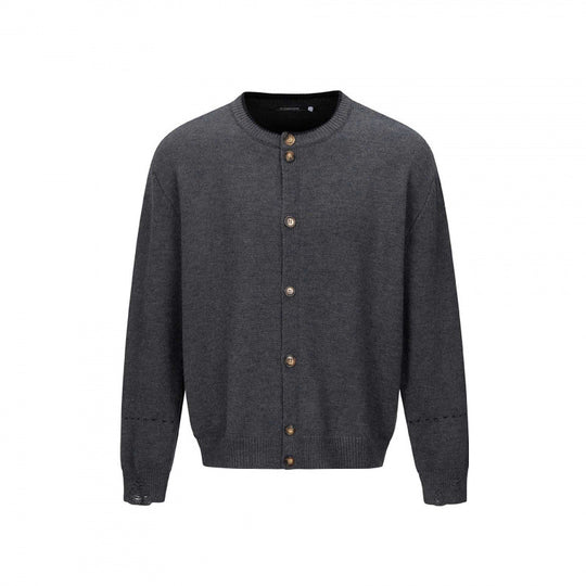 Unisex Boxy Strick-Cardigan mit Rundhals, durchgehender Knopfleiste und gerippten Abschlüssen Nord Taschen