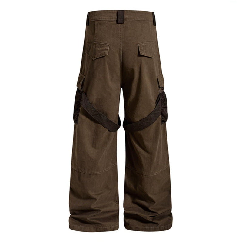 Damen Weite Cargo‑Palazzo‑Hose mit Utility‑Taschen und Mesh‑Einsätzen Nord Taschen