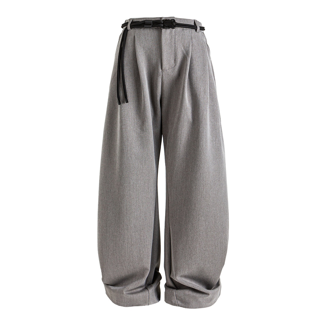 Damen Weite hochtaillierte Jeanshose mit Bundfalten, Kordelgürtel und Culotte-Schnitt Nord Taschen