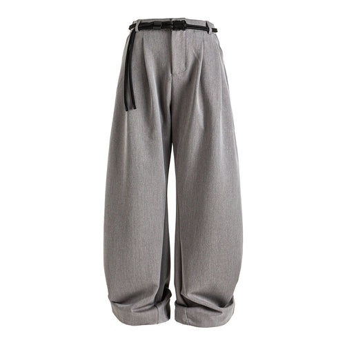 Damen Weite hochtaillierte Jeanshose mit Bundfalten, Kordelgürtel und Culotte-Schnitt Nord Taschen
