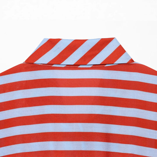 Damen Hemdbluse mit Schluppe und markanten Längsstreifen, lockere Oversize-Passform Nord Taschen