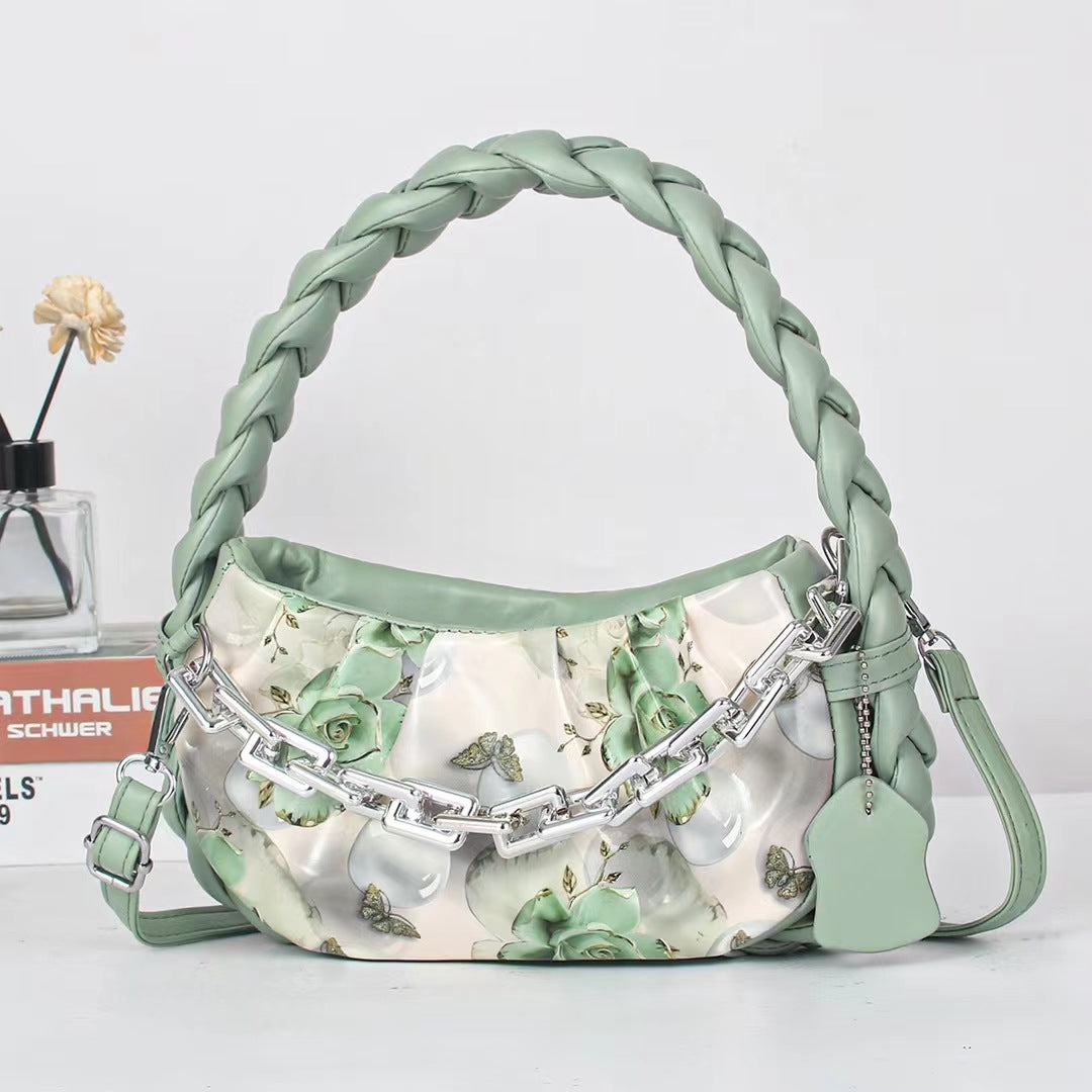 Damen modische Handtasche mit raffiniertem Blumendesign und Kettenakzent Nord Taschen