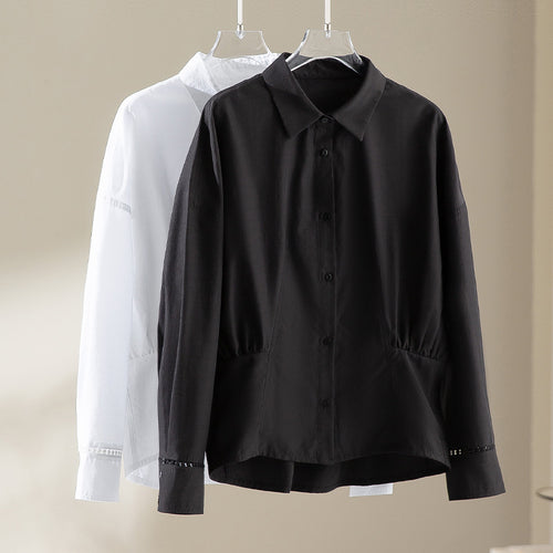 Damen Baumwollbluse mit seitlichen Raffungen und legerer Oversize-Silhouette Nord Taschen