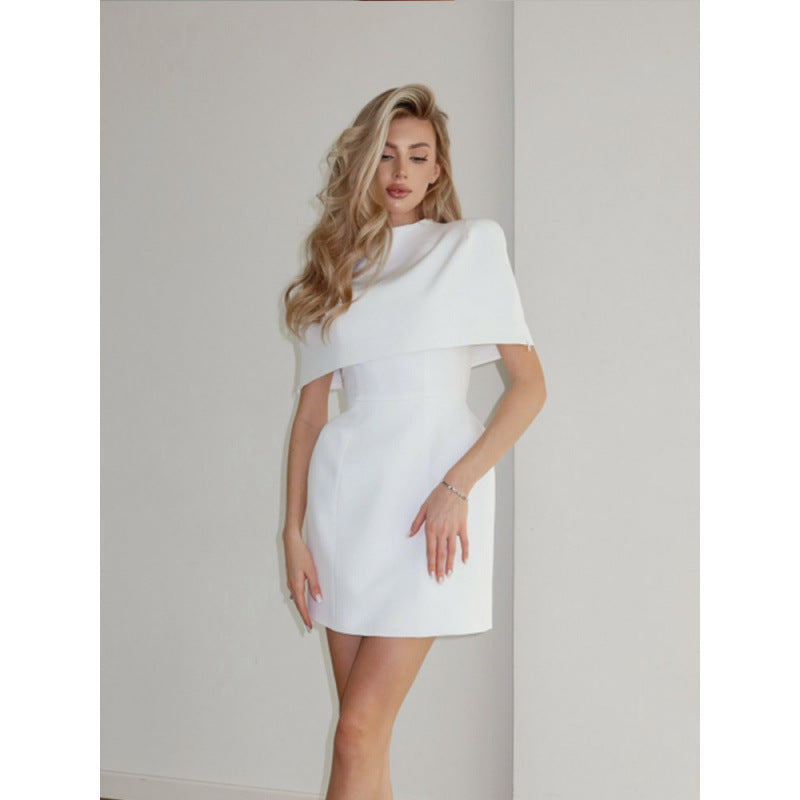 Damen Cape-Minikleid mit Stehkragen und taillierter Korsage Nord Taschen
