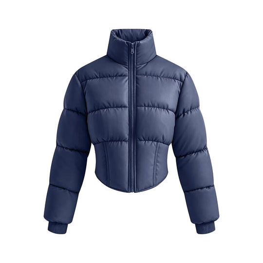Damen kurze gesteppte Steppjacke mit taillierter Korsettschnitt‑Silhouette und hohem Stehkragen Nord Taschen