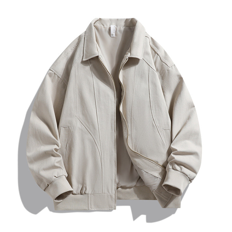 Men's  oversized collared zip-up lined utility bomber jacket with angled welt pockets Nord Taschen