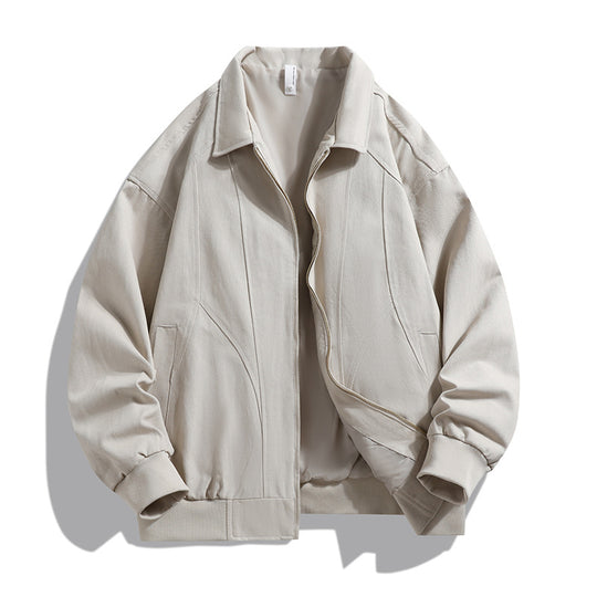 Men's  oversized collared zip-up lined utility bomber jacket with angled welt pockets Nord Taschen