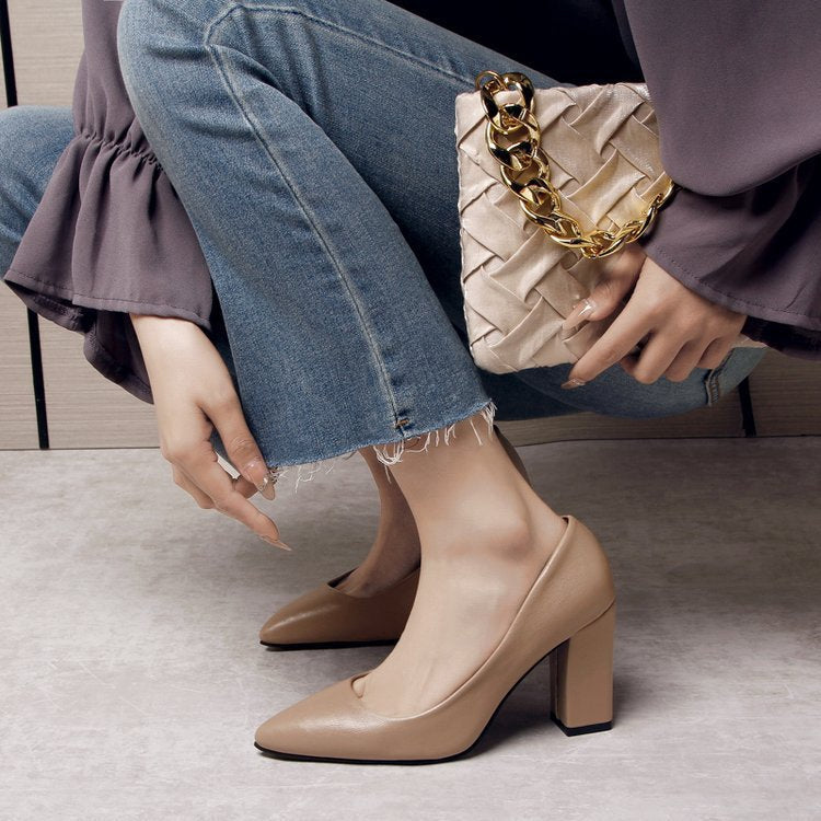 Damen elegante High Heels mit blockiertem Absatz