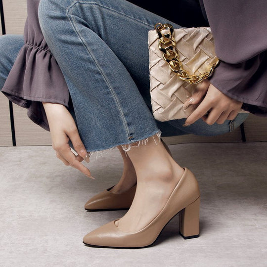 Damen elegante High Heels mit blockiertem Absatz