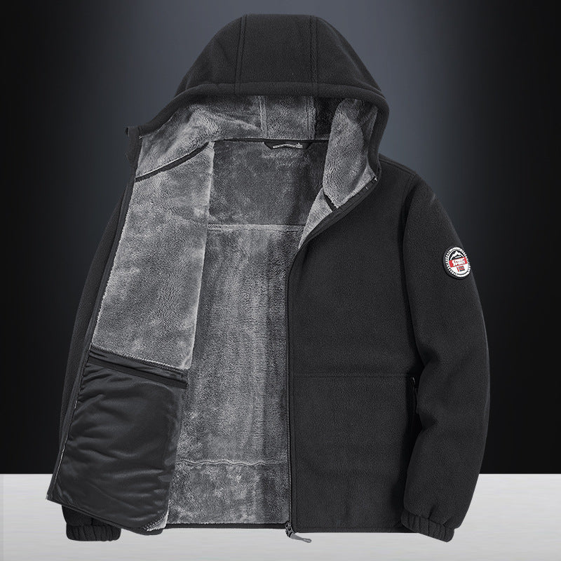 Herren Isolierte Fleece-Hoodiejacke mit Sherpa-Innenfutter und Zwei-Wege-Reißverschluss Nord Taschen