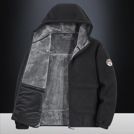 Herren Isolierte Fleece-Hoodiejacke mit Sherpa-Innenfutter und Zwei-Wege-Reißverschluss Nord Taschen
