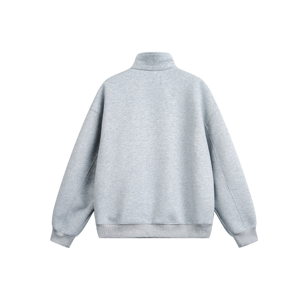 Damen Oversize Sweatshirt mit halbem Reißverschluss und Stehkragen Nord Taschen